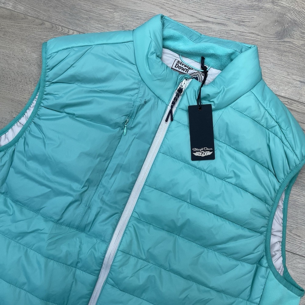 NWI Straight Down Alpha Vest Blue Teal Men Sz XL MARK STAIN Golf Puffer